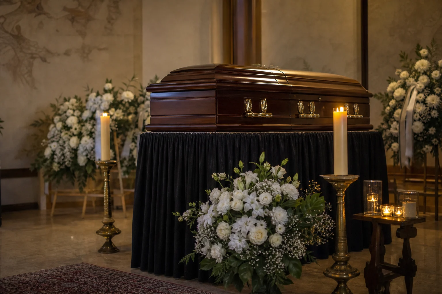 structură funerară înaltă cu sicriu într-o capelă din București
