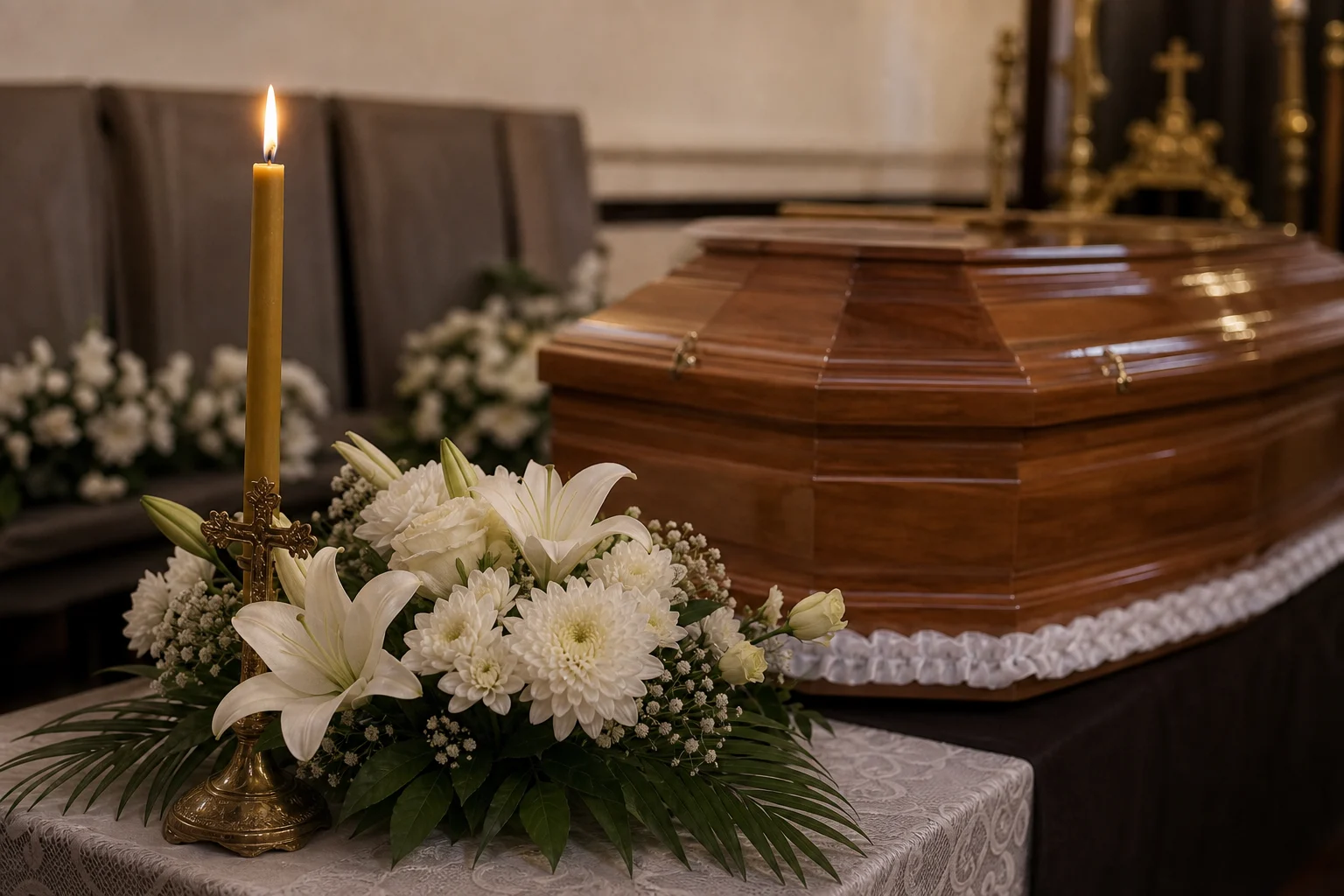 Lumânare aprinsă lângă sicriu la priveghi organizat de Beligi în București